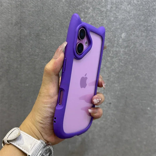 3D Cat Ear Cute Lanyard Magnetic Transparent Case For iPhone 16 15 14 Wristband Clear Magsafe Cover