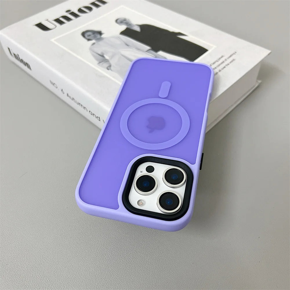 Luxury Magnetic Magsafe Wireless Charge Phone Case For iPhone 16 15 Shockproof Matte Case