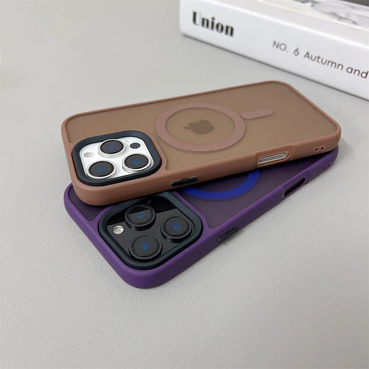 Luxury Magnetic Magsafe Wireless Charge Phone Case For iPhone 16 15 Shockproof Matte Case