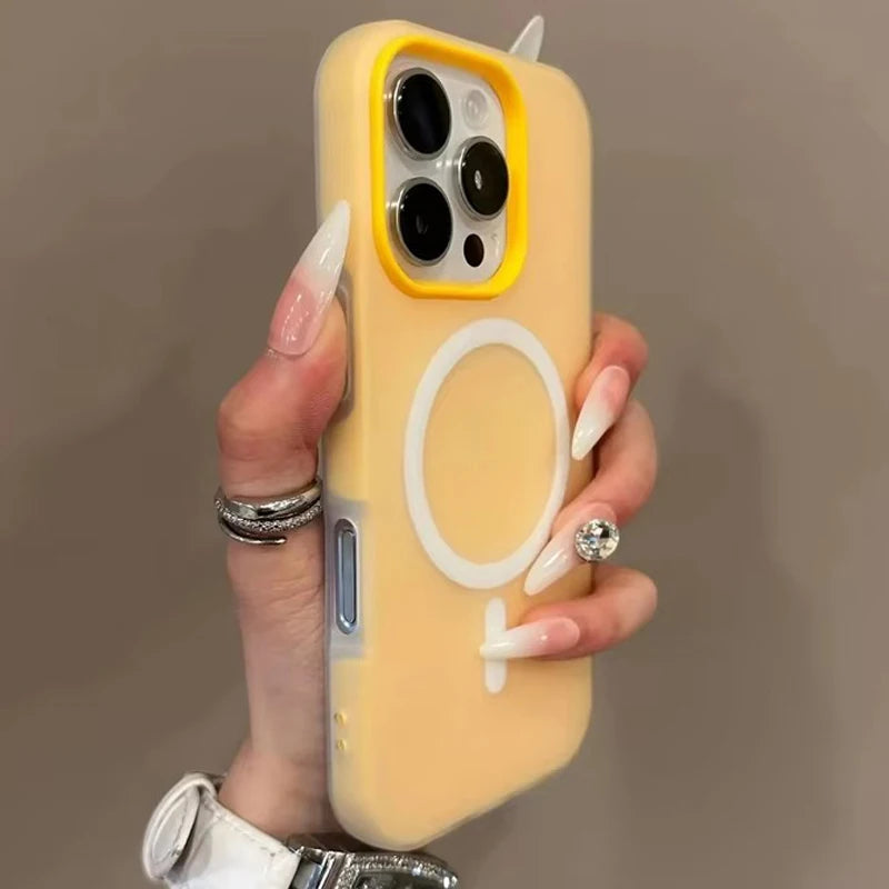 Luxury Candy Color 2 IN 1 Magsafe Case for iPhone 17 16 15 Magnetic Wireless Charge Bumper Cover