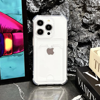 Transparent Card Holder Bag Case For iPhone 17 16 15 Slot Wallet Back Cover For iPhone Shockproof Case