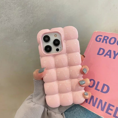 Cute Cartoon 3D Block Lattice Case for iPhone 16 15 14