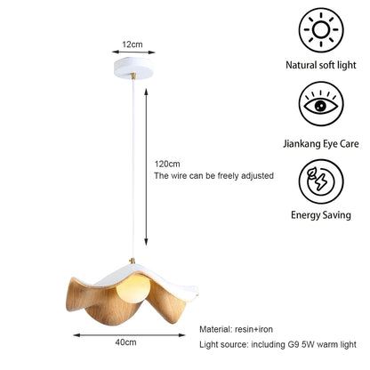 Wabi Sab Lotus Leaf Dining Pendant Light Petal Wood Grain Resin Pendants Lights Colour For Bedroom Dining Room Lighting