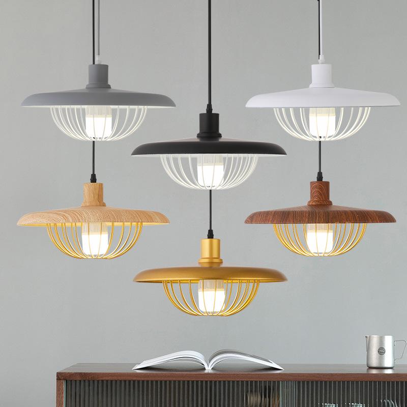 Creative Wood-colored Flying Saucer Chandeliers