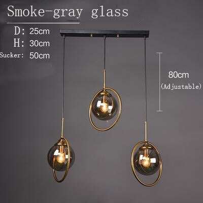 Nordic Gold Iron Chandelier Creative Post Modern Simple Bedroom Bedside Bar Coffee Restaurant Glass Ball Chandelier