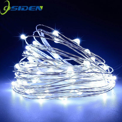 LED Strip 2-10m 20-100 Led Fairy Light String Outdoor Garland Christmas Wedding Party Decoration Battery Operated silver Copper