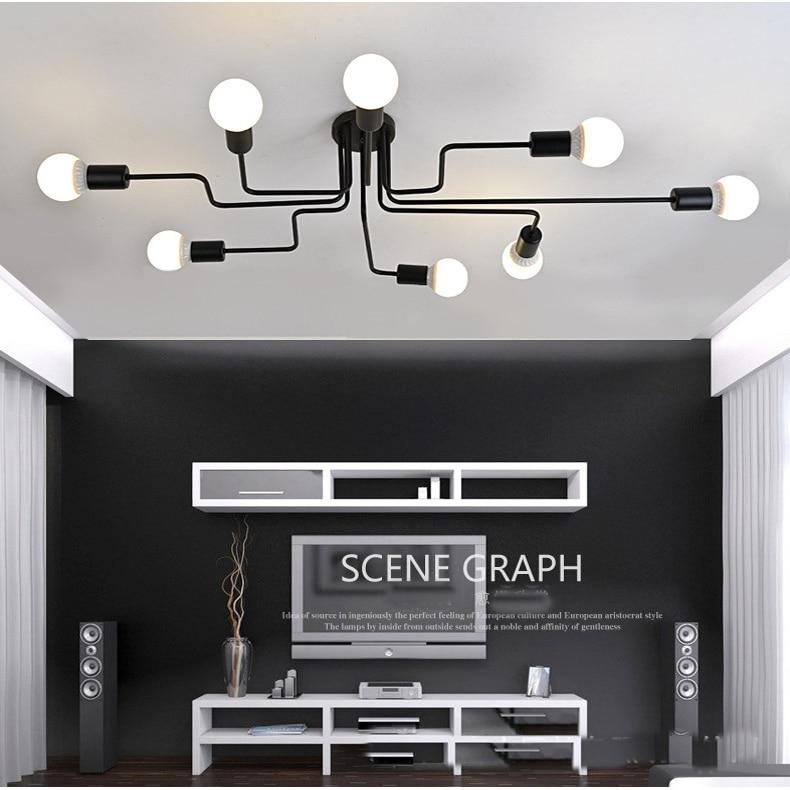 LED Pendant Lights Modern Pendant Lamps Hanging Vintage Multiple Rod Wrought Iron Lighting Ceilin Fixtures E27 Bulb Living Room