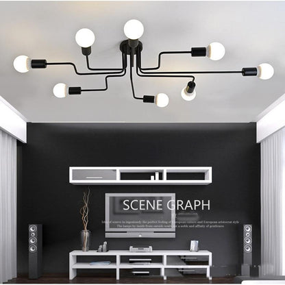 LED Pendant Lights Modern Pendant Lamps Hanging Vintage Multiple Rod Wrought Iron Lighting Ceilin Fixtures E27 Bulb Living Room