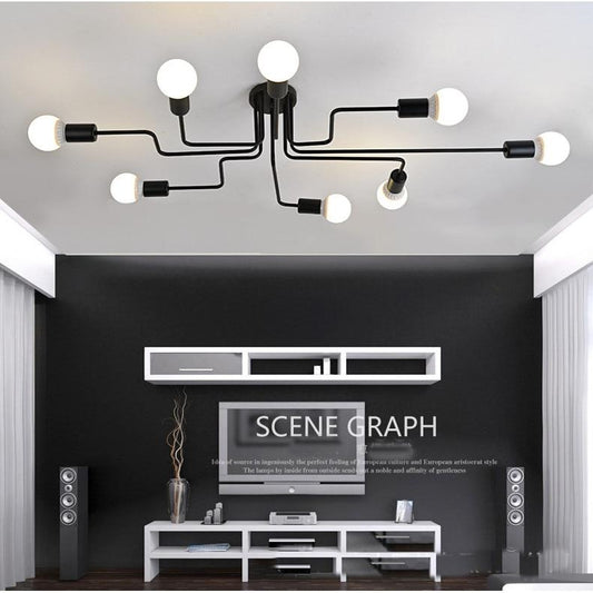 LED Pendant Lights Modern Pendant Lamps Hanging Vintage Multiple Rod Wrought Iron Lighting Ceilin Fixtures E27 Bulb Living Room