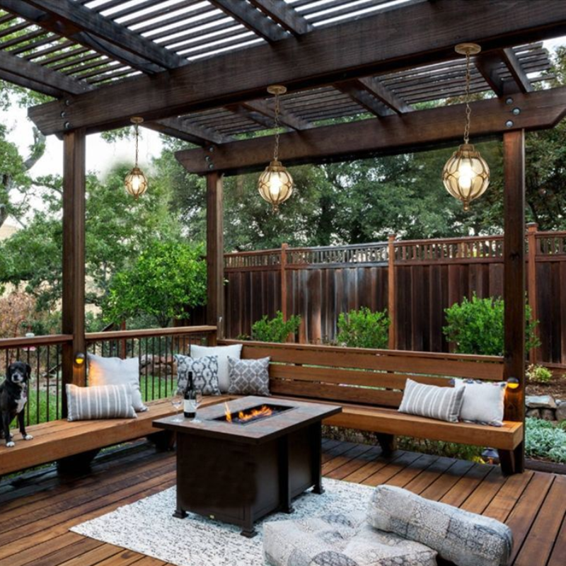 Waterproof Outdoor Garden LED Light Amber Glass Bronze Vintage Pendant Lamp Balcony Simple Hallway Entrance E27 Hanging