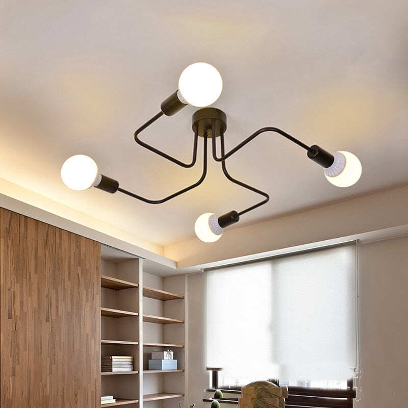 Modern Pendant Lights Hanging Vintage Multiple Rod Wrought Iron Ceiling Lights