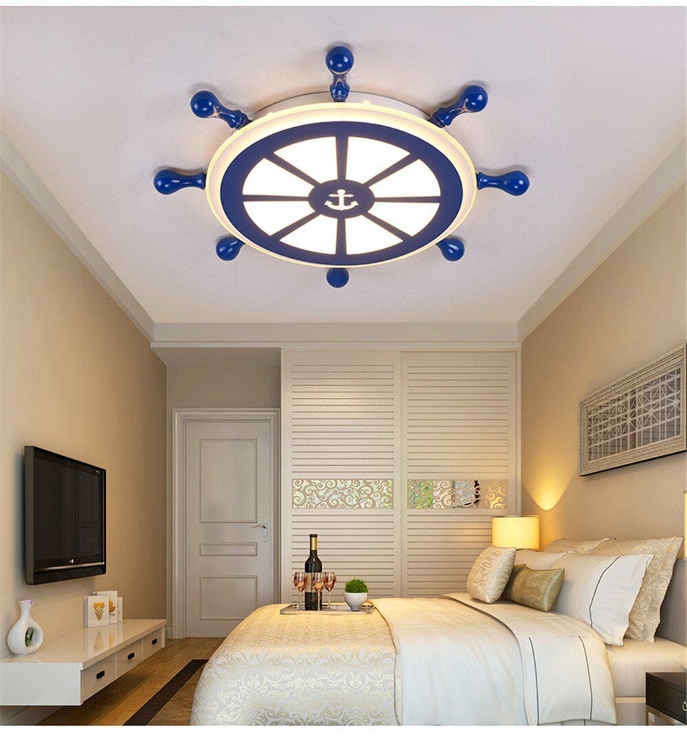 Novelty Kids Room The Rudder LED Lamp Europe Ceiling Light Modern Cartoon Light Boy Bedroom Shop Lighting Fixture