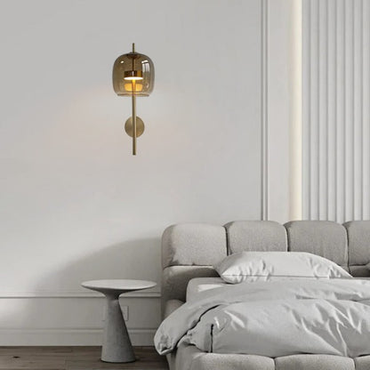 Brown Glass Wall Lamps Home Decor Study Bedroom Living Room Led Light Warm Bedside Sconce Lamp Lighting
