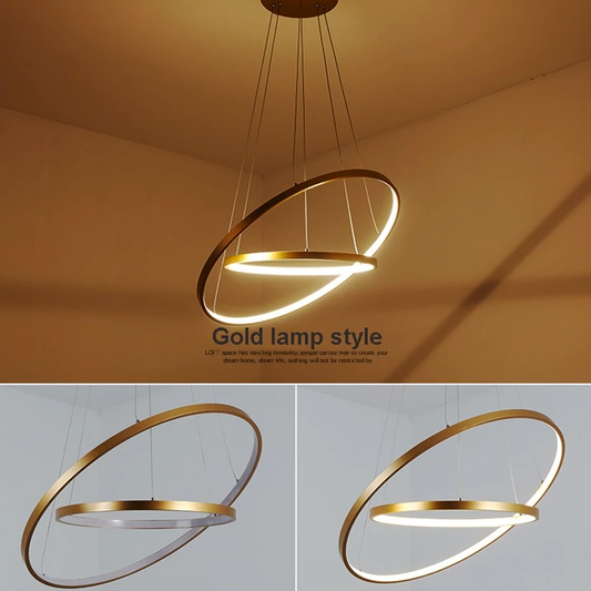 60CM 80CM 100CM Modern Pendant Lights For Living Room Dining Room Circle Rings Acrylic Aluminum Body LED Ceiling Lamp Fixtures