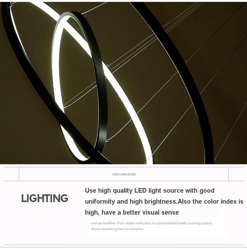 Modern Circle Rings Acrylic Aluminum Pendant Lights For Living Room Dining Room