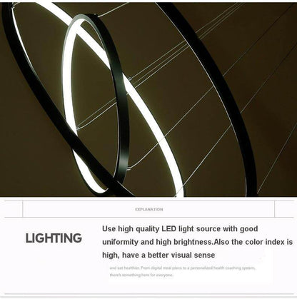 Modern Circle Rings Acrylic Aluminum Pendant Lights For Living Room Dining Room
