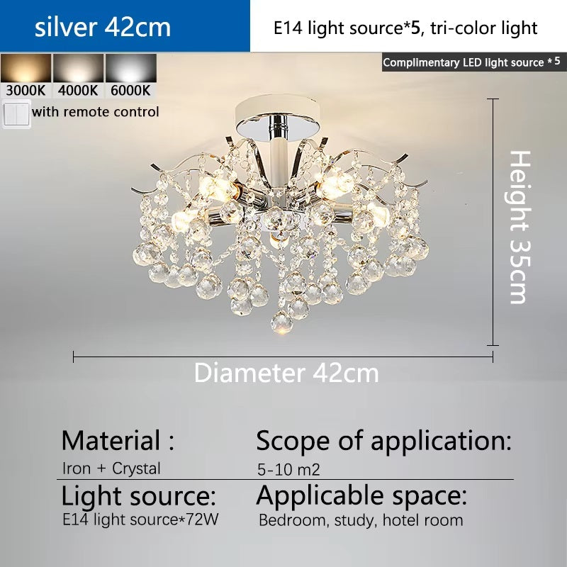 Modern Luxury Crystal Chandelier for Living Dining Room Bedroom Decoration Silver Led Ceiling Lamp Indoor Lighting