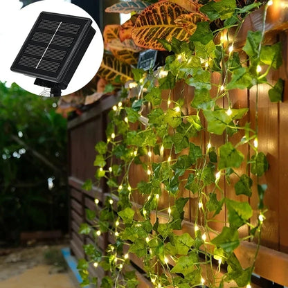 Solar Powered Sunflower Rose String Lights Artificial Ivy Leaves LED Fairy Lights Christmas Wedding Yard Fence Wall Decoration