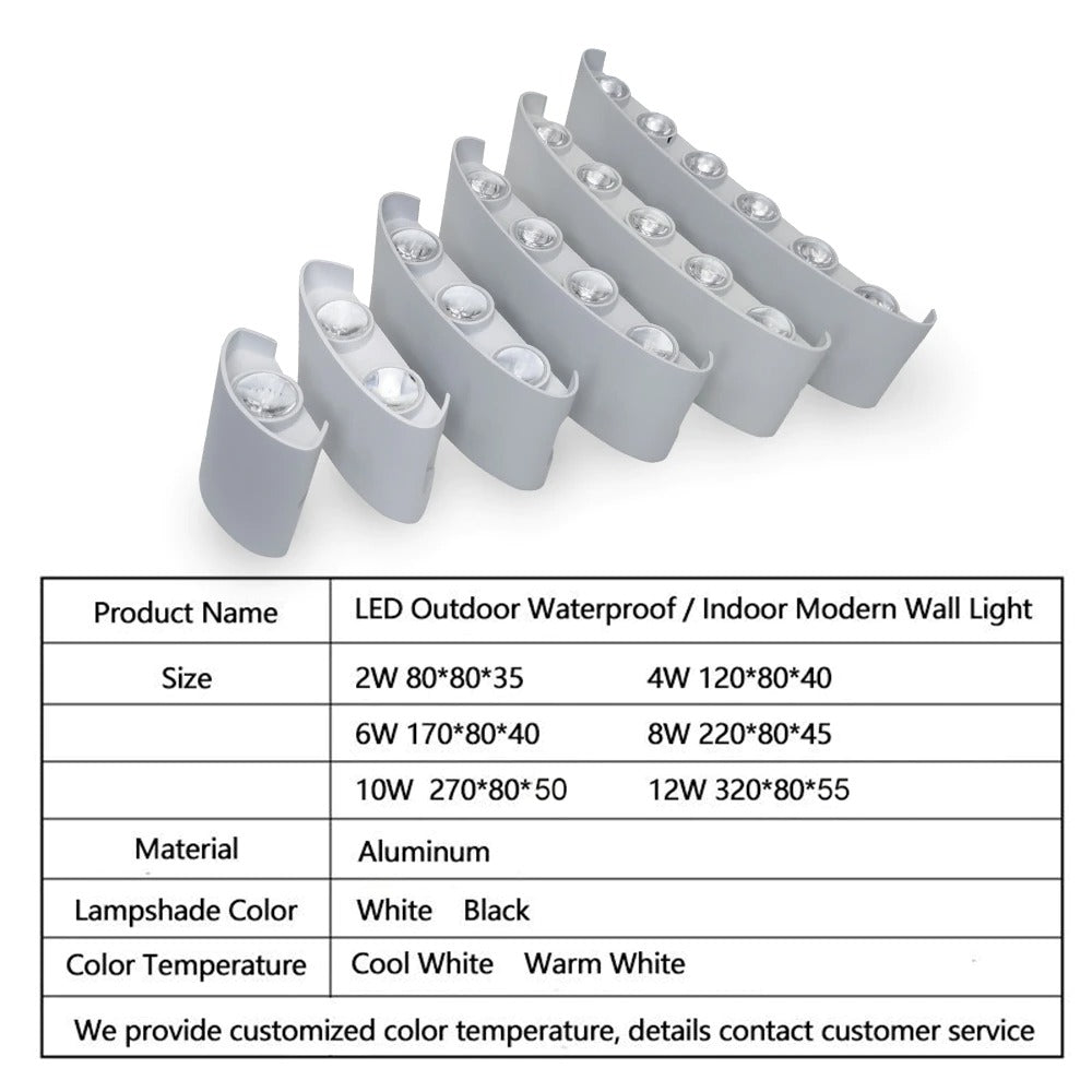 LED Wall Light Outdoor Waterproof Modern Nordic Style Indoor Wall Lamps Living Room Porch Garden Lamp 2W 4W 6W 8W 12W NR-69