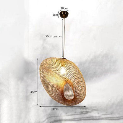 Bamboo LED E27 Wicker Rattan Wave Shade Pendant Light Vintage Japanese Lamp Suspension Home Indoor Dining Table Room Lighting