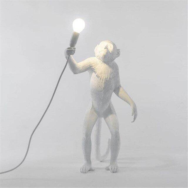 Modern Black Monkey Lamp Hemp Rope Pendant Lights American Country Resin Loft Industrial Hanging Luminaire Home Decor