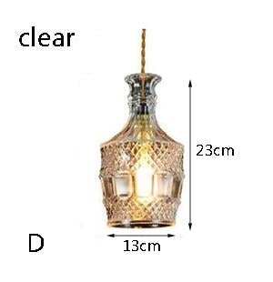 Modern Personality E27 Glass Hanging Lights Wine Bottle Engraved Pendant Lamps For Dining Room Living Room Restaurant Cafe Bar