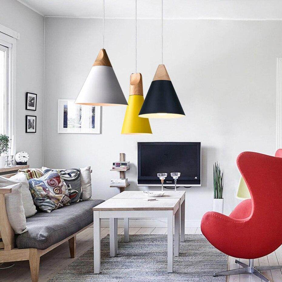 LED Pendant Lights Aluminum Wood Pendant Lamps E27 Modern Hang Lamp Kitchen Restaurant Bar bedroom living room light fixtures