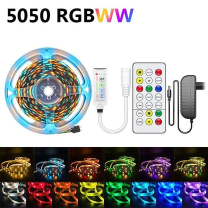 RGBWW RGB LED Strip Light 5050 10M 5M LED Lights SMD 2835 Rgb Leds Tape Diode Ribbon Flexible Room Decoration DC12V Adapter set