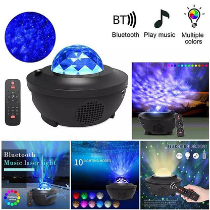Colorful Starry Sky Projector Blueteeth USB Voice Control Music Player LED Night Light USB Charging Projection Lamp Kids Gift