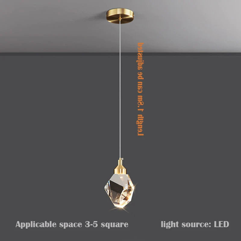 Bedroom Bedside Decorative Chandelier Crystal Light Luxury Dining Room Bar Creative Net Red Living Room Long Line Chandelier