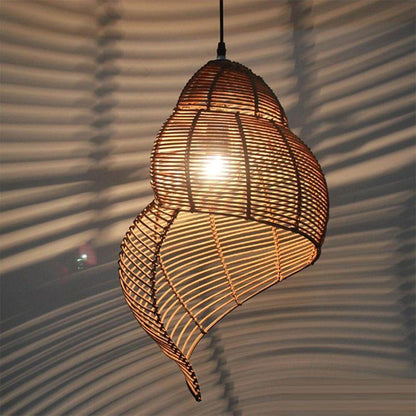 Southeast Asia Creative Pendant Lamp Sea Snail Shape E27 Wicker Lamp Shades LED Lights For Study Parlor Fixtures Restaurant Etc