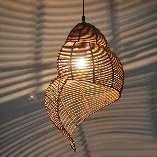 Southeast Asia Creative Pendant Lamp Sea Snail Shape E27 Wicker Lamp Shades LED Lights For Study Parlor Fixtures Restaurant Etc