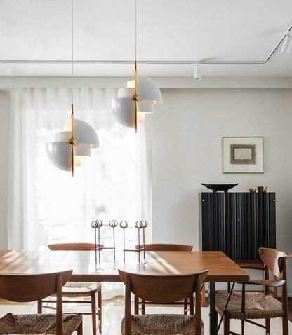 Modern Design Simple Semicircle Copper Color Rotatable Pendant Lights Cafe Restaurant Study Living Room Decoration Pendant Lamps