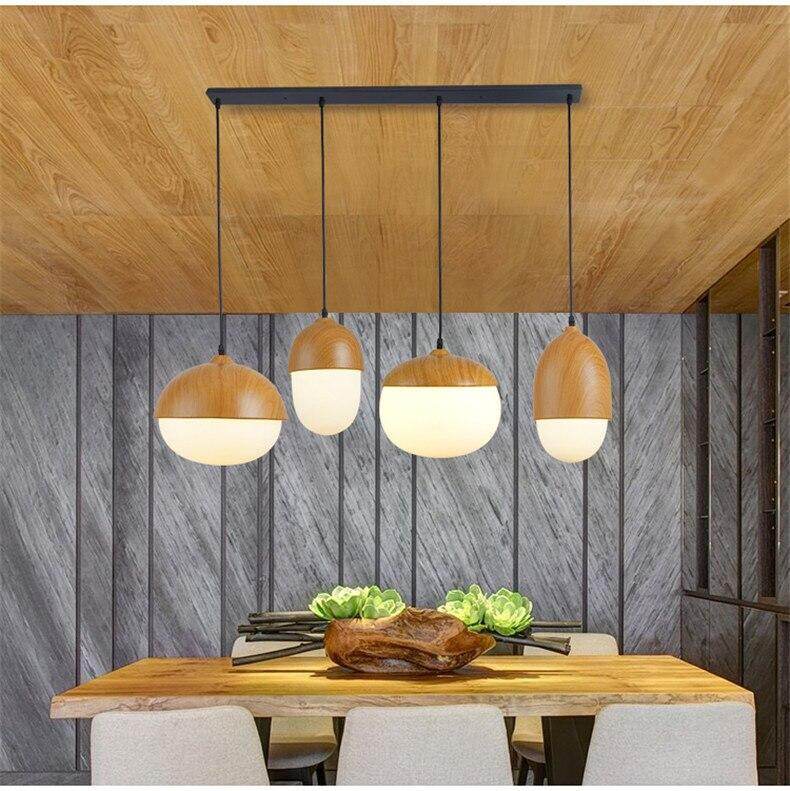 Imitation Wood Nut Pendant Lamp Industrial Retro Kitchen Shade Light for Dining Room Restaurant Island Decoration