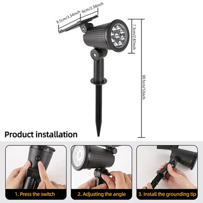 9 LED Solar Spot Lights IP65 Waterproof Outdoor RGB Solar Landscape Lights Brightness Adjustable