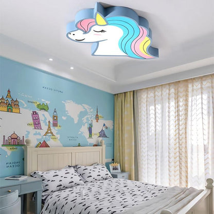 Unicorn Kids Room Light Led Ceiling Lights With Remote Control Cartoon Lampshade Children Room Cute Ceiling Lamp Deco Child Room