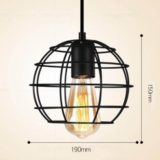 LED Indoor E27Modern Cage Pendant Light Iron Minimalist Retro Scandinavian Loft Pendant Lamp Metal Hanging RestaurantLamp
