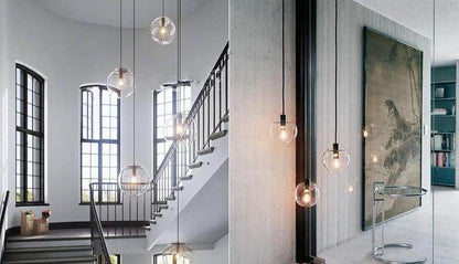 Modern Single-head Dining Room Bedroom Living Room Indoor Pendant Light Clear Bubble Glass Ball Pendant Lamp