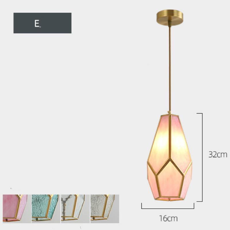 Nordic Bedside Small Chandelier Simple Long Chandelier Restaurant Full Copper Lamp