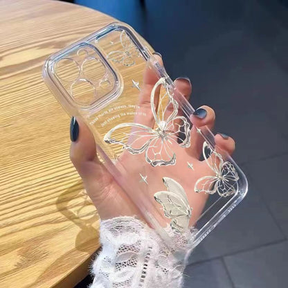 Transparent Butterfly Shockproof Phone Case For iPhone 13 Case iPhone 11 12 14 15 16 17 Pro Max XS XR 7 8 Plus Soft Clear Cover
