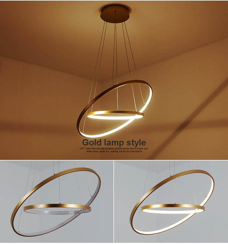 Modern Circle Rings Acrylic Aluminum Pendant Lights For Living Room Dining Room