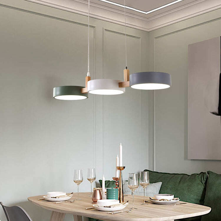 Three Head Restaurant Lamp Modern Simple Makaron Color Bar Bedroom Cafe Chandelier