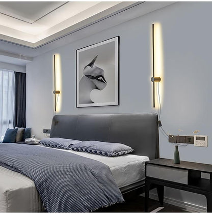 RGB Minimalist long strip LED wall lamps Modern living room bedroom bedside plug in wall lamp background wall sconce LED lamps