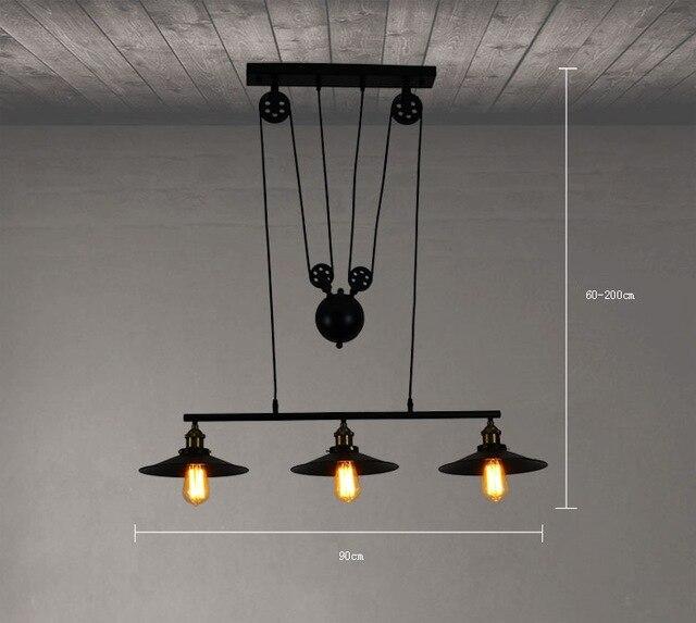 Loft Hanglamp Retro Wrought Iron Vintage Chandeliers Industrial Adjustable Pulley Loft Pendant Lamps Hanging Lamp Fixture