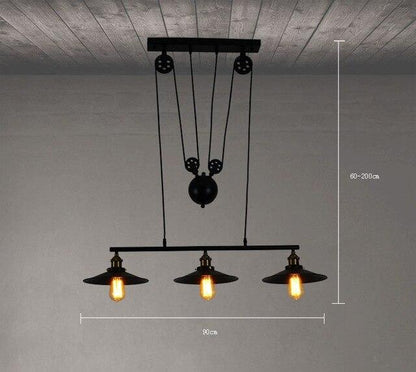 Loft Hanglamp Retro Wrought Iron Vintage Chandeliers Industrial Adjustable Pulley Loft Pendant Lamps Hanging Lamp Fixture