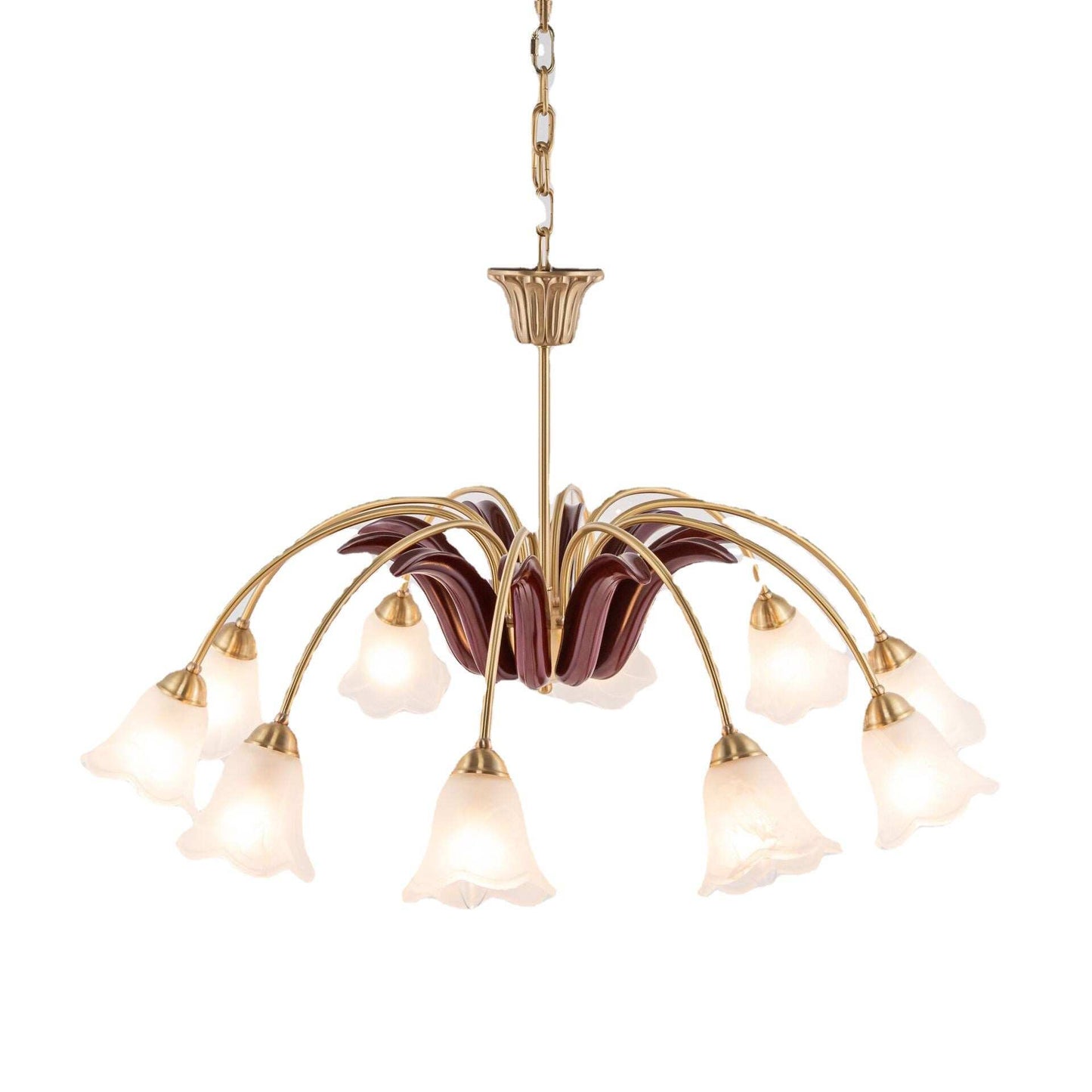 All Copper Pastoral Simple Modern Retro Living Room Bedroom Lamp Restaurant Flower Chandelier