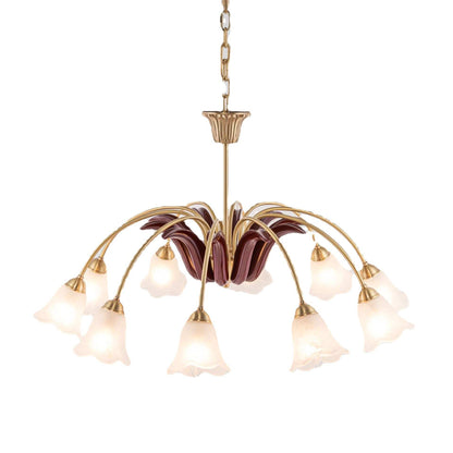 All Copper Pastoral Simple Modern Retro Living Room Bedroom Lamp Restaurant Flower Chandelier