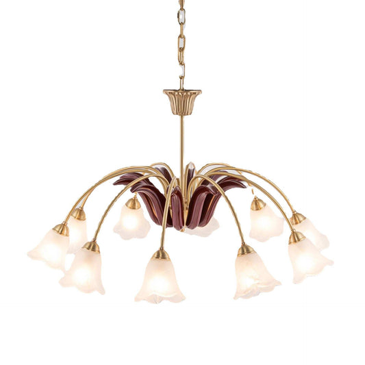 All Copper Pastoral Simple Modern Retro Living Room Bedroom Lamp Restaurant Flower Chandelier