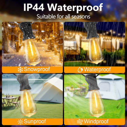Solar Globe LED String Lights G40 Patio Light USB Recharger 8 Light Modes Remote Control Solar Weatherproof