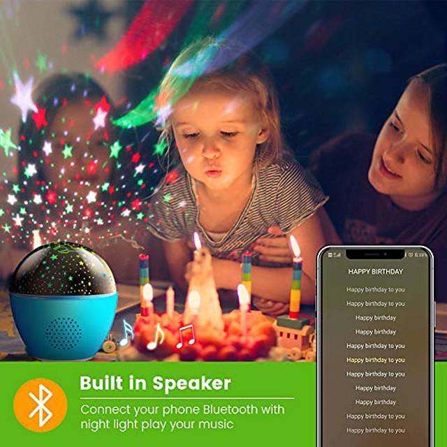 Night Light ProjectorDelicacy 2 in 1 Ocean Undersea Lamp and Starry Sky ProjectorBluetooth Speaker 360 Rotating LED Night Lights Projector for Kids Baby Bedroom Decoration